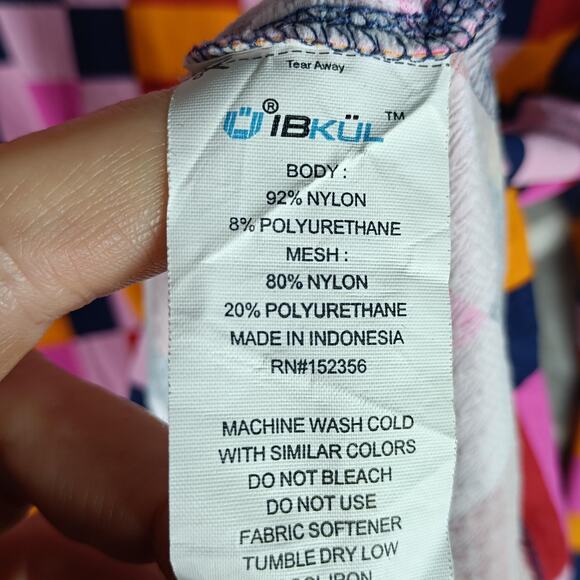 IBKUL Shirt Womens Medium Pink Orange Check UPF 50+ Long Sleeve Golf Mock Neck - Picture 7 of 8